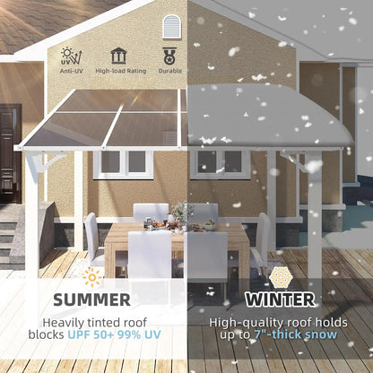 8' x 8' Pergola Gazebo in White, Small Wall Mounted Pergolas and Gazebos on Clearance, Outdoor Patio Lean to Gazebo Metal