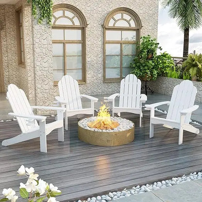 Modern Outdoors HDPS Adirondack Plastic Chairs with Cup Holders Set of 4 and Fire Pit Weather Resistant for Patio.