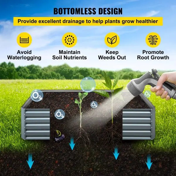 80' x 40' x 19' Gray Galvanized Metal Raised Steel Garden Bed