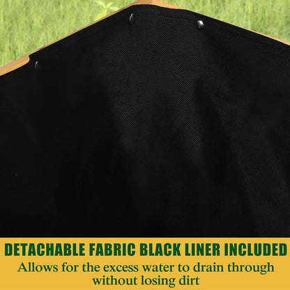 6 x 3 x 2FT, Raised Wood Garden Beds Outdoor with 6 Legs and Detachable Liner for Backyard, Patio