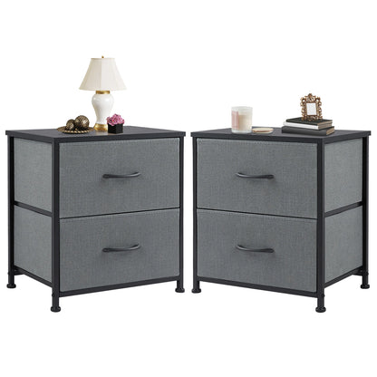 2 Fabric Drawers Cabinet Nightstand for Bedside, Coffee Table, Sofa, Tea Table, Storage, Closet, Chest, Clothes For Bedroom