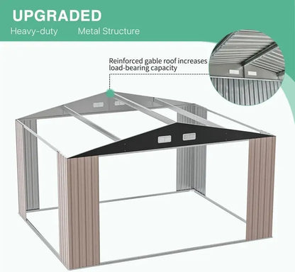 10X12 FT Outdoor Durable Waterproof Metal  Tools Storage Shed for Garden, Patio and Backyard.