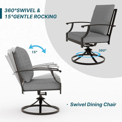 16 Pieces Outdoor Dining Table and Chairs Set with Grey Cushions