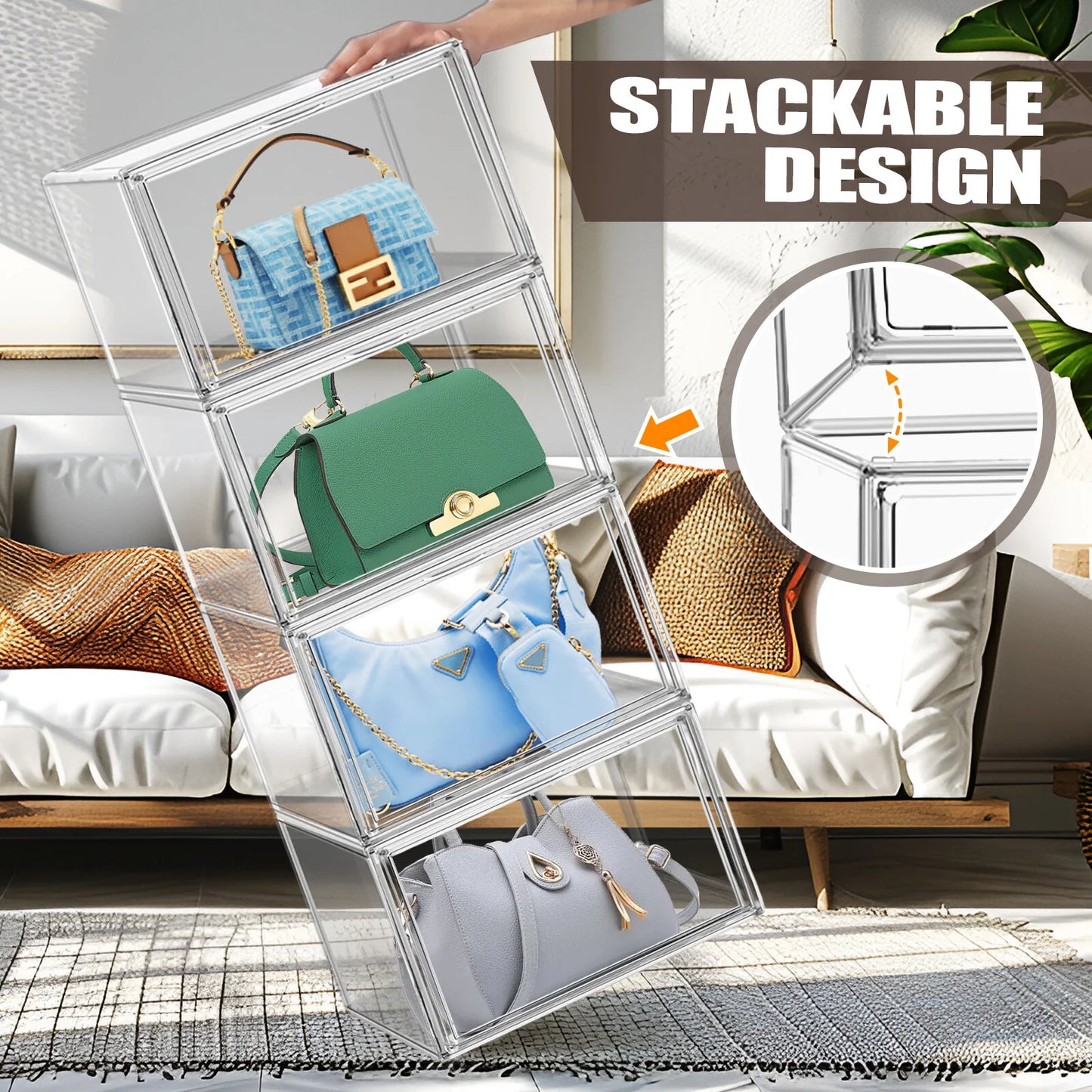 1PCS X-Large Clear Acrylic Handbag Storage Organizer