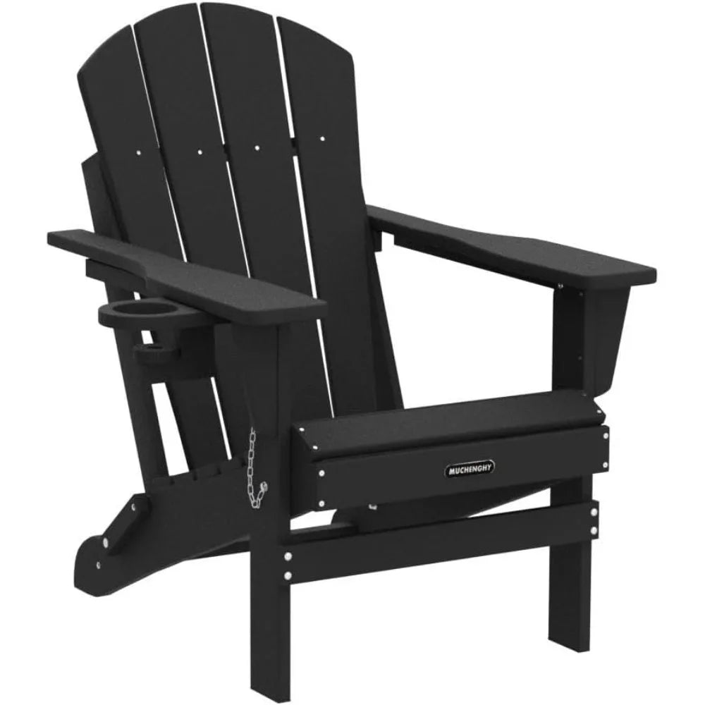 Folding Adirondack Outdoor Patio Weather Resistant Chair for Patio, Outside, Deck, Backyard