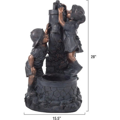 Go Yard Boy and Girl Resin Faucet Water Fountain
