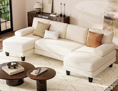 111 inch Modular U Shaped Sectional Sofa with Double Chaise and Large Lounge Couch for Living Room or Apartment