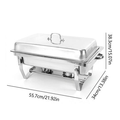 7.5L Stainless Steel Dual Compartment Buffet Chafing Dish with Led for Catering Warm Food