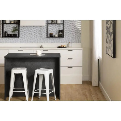 Melamine Faux Black Stone four drawers Adjustable Shelf Water Resistant Storage with Prep Countertop