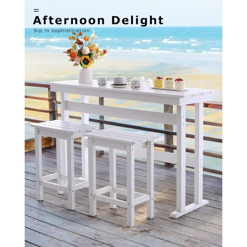 3 Piece Outdoor Bar Height Table and Chairs Set of 2 Which Includes High Top Patio Table and Chairs, Outside Patio Bar Set