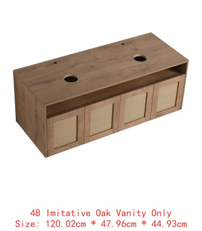 48" Bathroom Vanity with Black Ceramic Sink, 4 Soft Close Doors, Floating Design, Plywood Construction, Easy Assembly