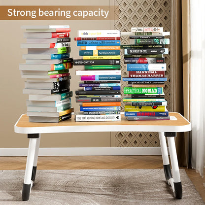 Portable Laptop Desk with USB Light, Small Fan, Cup Holder, Tablet Slot, and Lifting Handle - Foldable for Working,