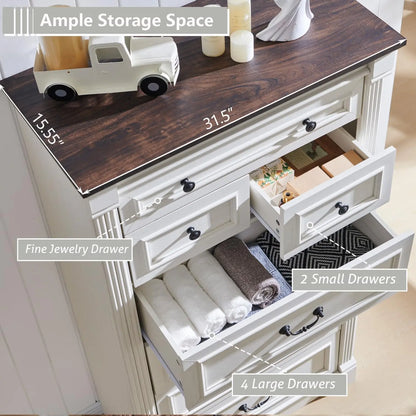 Farmhouse 57" large Roman column chest with 7 Drawers for the bedroom, hallway, living room storage dresser.