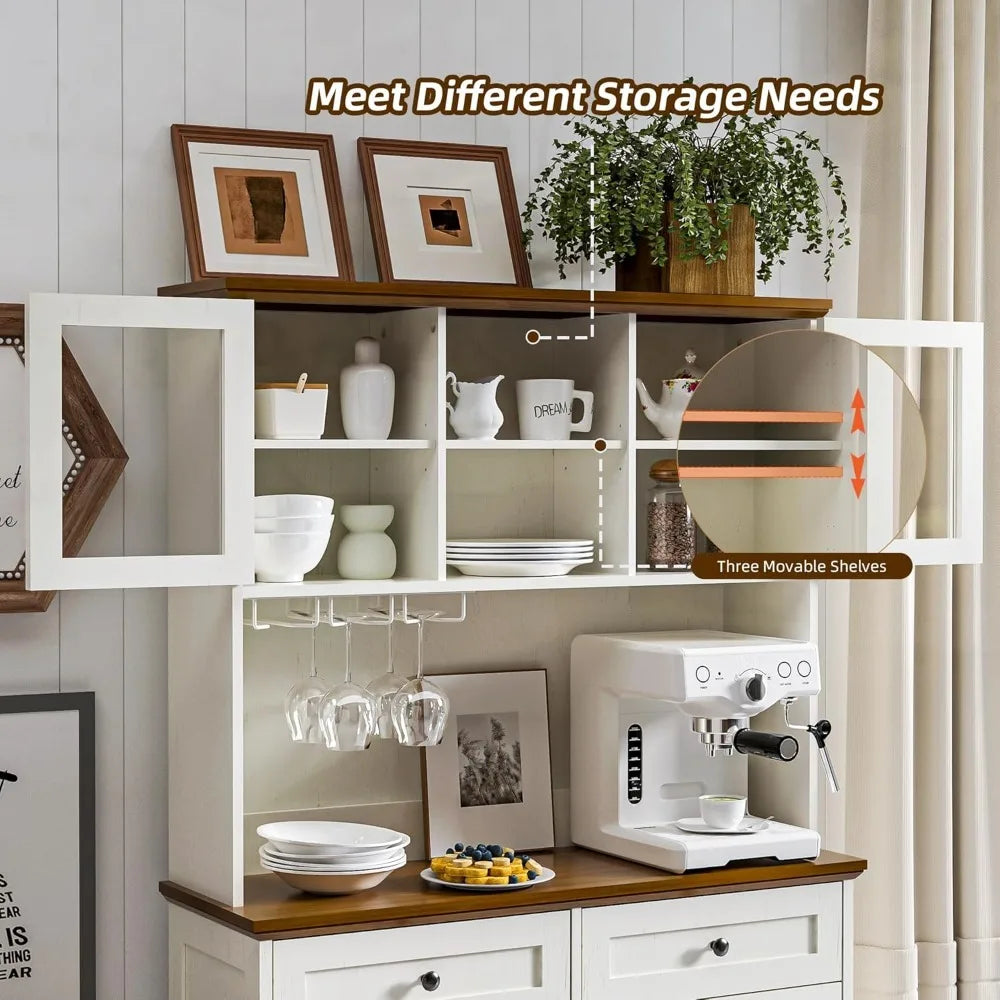 Freestanding  Wooden Tilt Out 13 Gallon Trash Can with Adjustable Shelves and 2 Hideaway Drawers