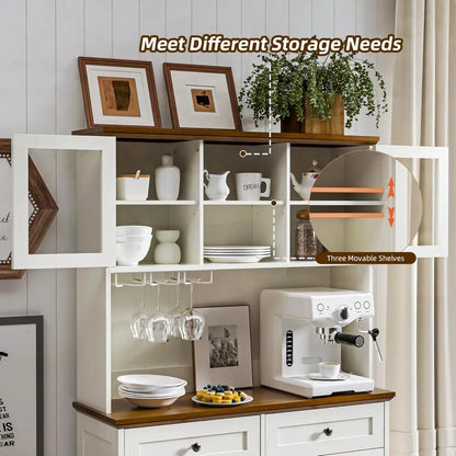 Freestanding  Wooden Tilt Out 13 Gallon Trash Can with Adjustable Shelves and 2 Hideaway Drawers