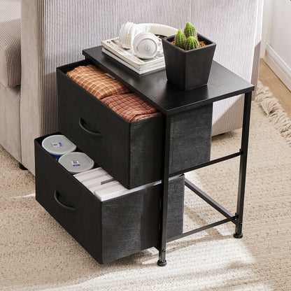 2 Fabric Drawers Cabinet Nightstand for Bedside, Coffee Table, Sofa, Tea Table, Storage, Closet, Chest, Clothes For Bedroom
