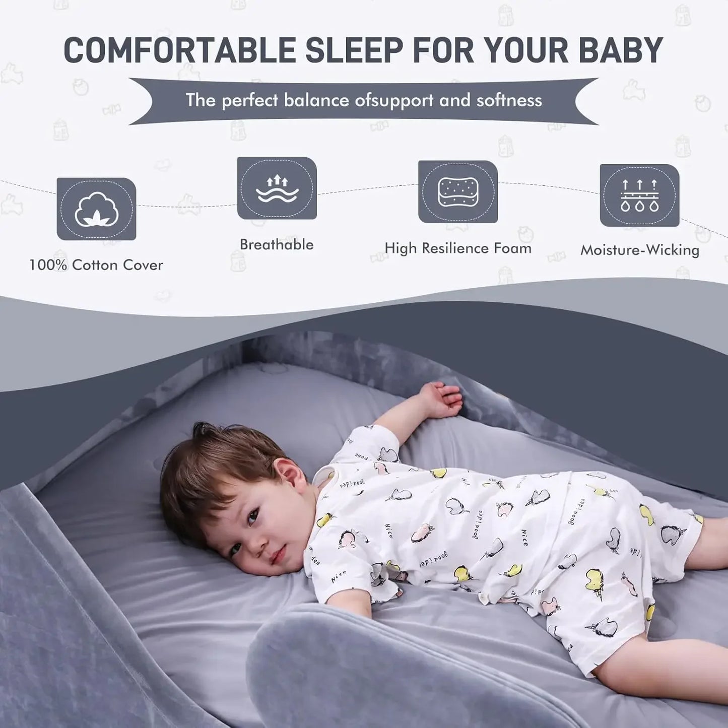 Standard Toddler Crib Size Bed with  Extra Safety Board  and Certified Fabric Toddler Beds