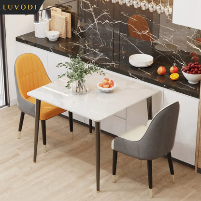 Marble Square Dining Table and Chairs for 4 Restaurant, Kitchen, Cafe Shop or use as a Desk.