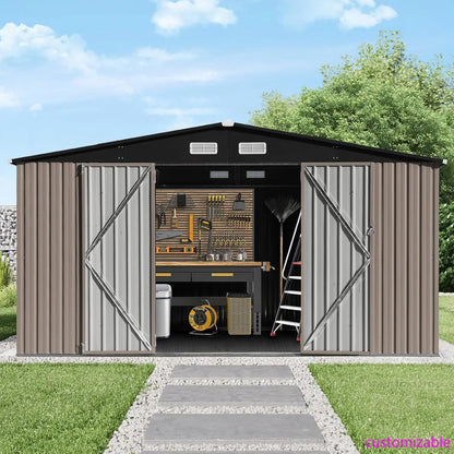 10X12 FT Outdoor Durable Waterproof Metal  Tools Storage Shed for Garden, Patio and Backyard.
