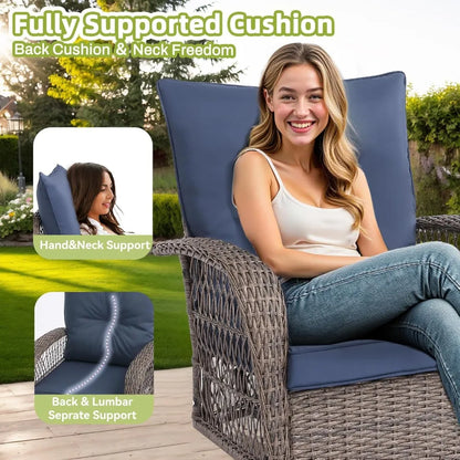 Outdoor Wicker Swivel 360 Degree Rocker and Patio Chair Furniture Set