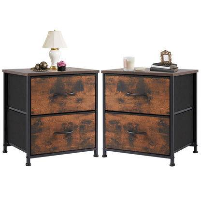 2 Fabric Drawers Cabinet Nightstand for Bedside, Coffee Table, Sofa, Tea Table, Storage, Closet, Chest, Clothes For Bedroom