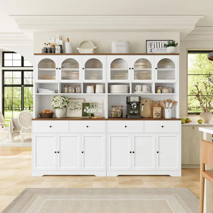 71" Pantry Cabinet, Tall Kitchen Pantry Storage Cabinet with Microwave Stand, Modern Kitchen Hutch Food Pantry