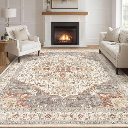 8'x10' Vintage Large Oriental Distressed Farmhouse Washable Boho for Living Room