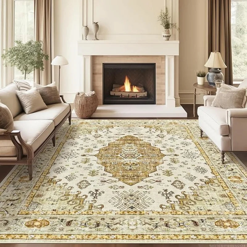 8'x10' Vintage Area Neutral Non-Slip Stain Resistant Washable Rug for Living Room and Dining Room