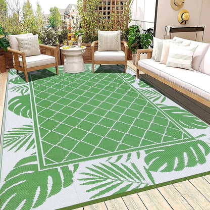 6'x9' Waterproof Reversible Plastic Straw Portable Outdoor Rug for Patio , Area Rug, or Camping