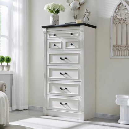 Farmhouse 57" large Roman column chest with 7 Drawers for the bedroom, hallway, living room storage dresser.