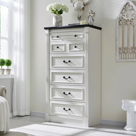 Farmhouse 57" large Roman column chest with 7 Drawers for the bedroom, hallway, living room storage dresser.