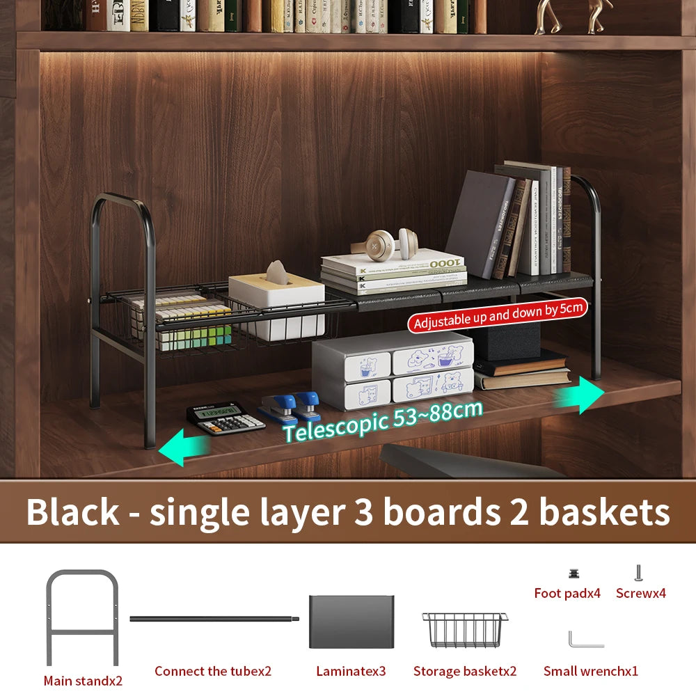 1 Set Multi-Use Under Sink Kitchen/Bathroom Sink Organizers with Expandable Storage Rack and Removable Baskets