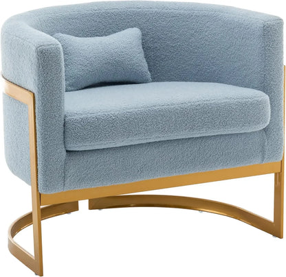 Modern Velvet Accent Barrel Chair with Gold Legs Upholstered Armchair for Bedroom, Living Room, Club Side Chairs
