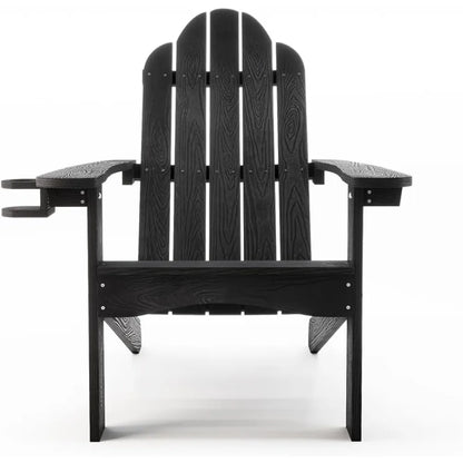 Modern Outdoors HDPS Adirondack Plastic Chairs with Cup Holders Set of 4 and Fire Pit Weather Resistant for Patio.