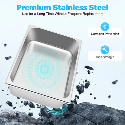 4 Pcs Stainless Steel Buffet Chafing Food Container Table Pans with Lids for Commercial and Personal Use.