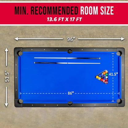 Customizable Go Sports 6, 7 or 8 ft Billiards Tables - No Assembly, Choose Your Color - Portable Pool Table Includes Full Set of Balls