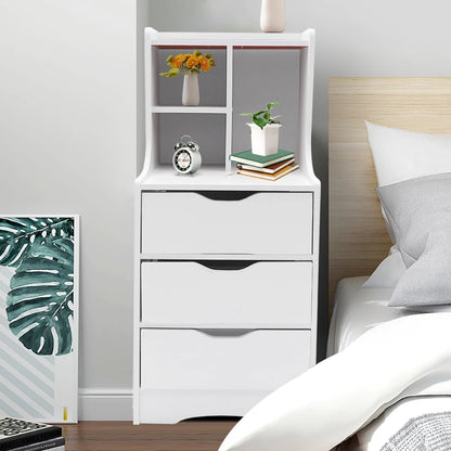 Elegant White Modern Style Nightstand for Bedside Table With 3 Drawers