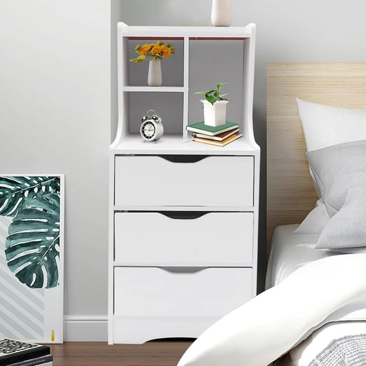 Elegant White Modern Style Nightstand for Bedside Table With 3 Drawers