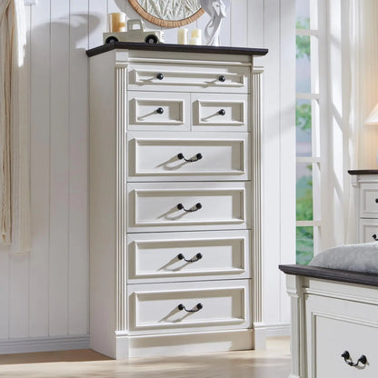 Farmhouse 57" large Roman column chest with 7 Drawers for the bedroom, hallway, living room storage dresser.