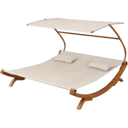 Outdoor Patio Lounge Daybed Hammock with Adjustable Shade Canopy