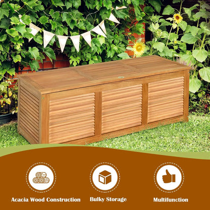 46 Gallon Acacia Wood Backyard Garden Deck Box for Patio Furniture Cushions