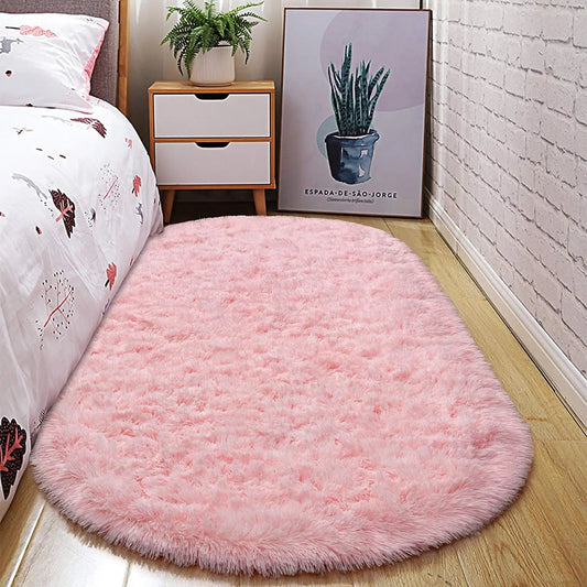 2.6x5.3 ft. Plush, Shaggy, Fluffy, Ultra Soft Oval Area Rugs for Kids Room, Bedside and Nursery