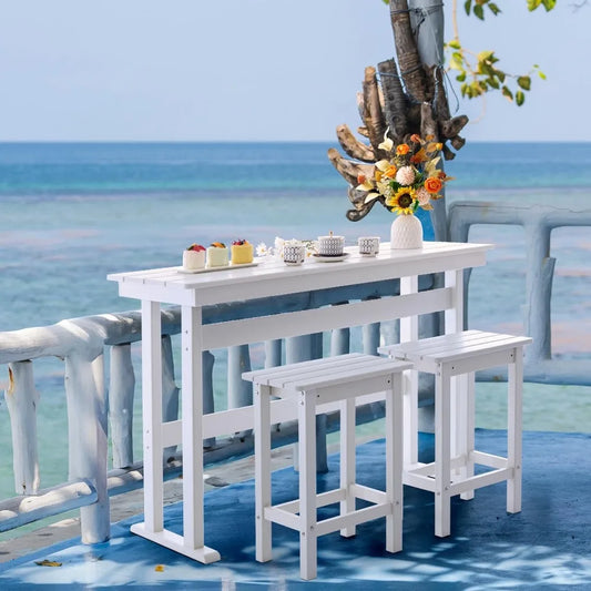 3 Piece Outdoor Bar Height Table and Chairs Set of 2 Which Includes High Top Patio Table and Chairs, Outside Patio Bar Set