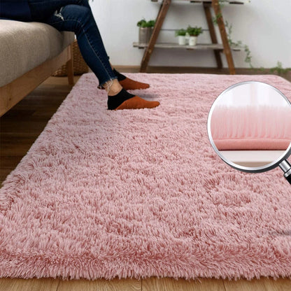 Plush, Fluffy Soft Anti-Skid Durable Area Carpet for Living Room, Girls Bedroom, or Kids Room