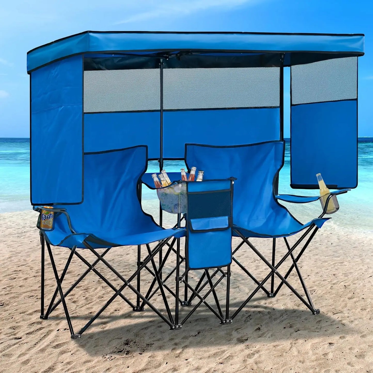 Heavy Duty Canopy Shade Chair with Cup Holders for Outside