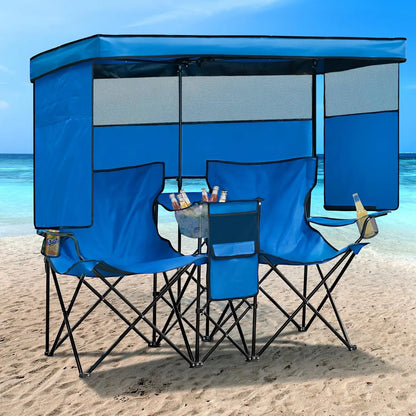 Heavy Duty Canopy Shade Chair with Cup Holders for Outside