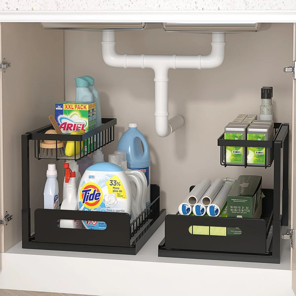 2 Pack Under Sink Pull Out Cabinet Organizer