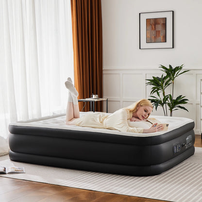 Queen Twin Size Air Mattress Blow Up Double Height Non-Slip Bottom  for Bedroom, Home or Camping Weight Capacity 660 lbs.