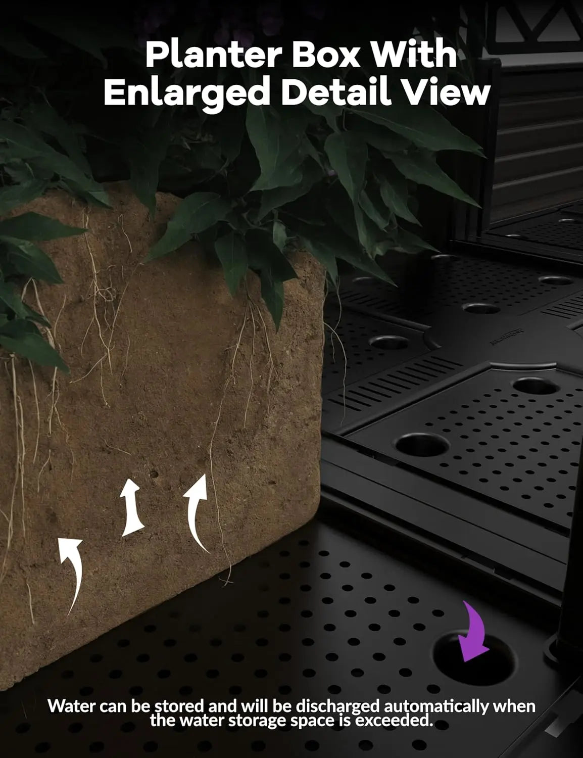 5.25FT Tall Plastic Raised Garden Planter Bed  with Trellis Rack and Drainage for Outdoor Balcony, Patio, Flower, and Vegetable Planting