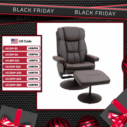 Modern PU Leather Recliner Chair with Footrest and Ottoman for the Living Room, Brown